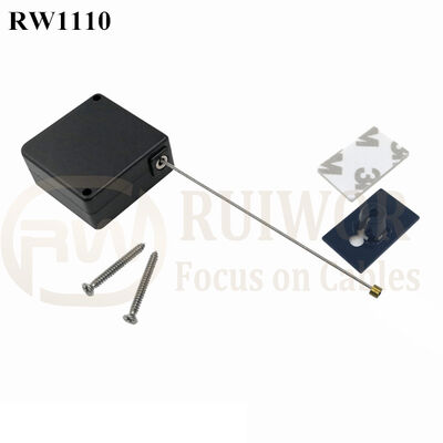 RuiWor RW1110 Mini Square Anti Theft Retractable Tether With 25X15MM Rectangular Adhesive ABS Plate For Open Sale Security