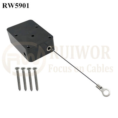 RW5901 Cuboid Heavy Duty Retractable Tether Ratchet Function Optional With Ring Terminal Inner Hole 3mm 4mm 5mm For Option