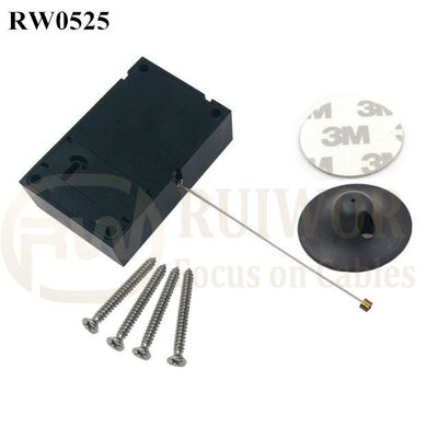 RW0525 Cuboid Anti Theft Pull Box With Dia 38mm Circular Adhesive Plastic Plate Connector