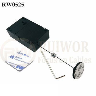 RW0525 Cuboid Anti Theft Pull Box With Dia 38mm Circular Adhesive Plastic Plate Connector