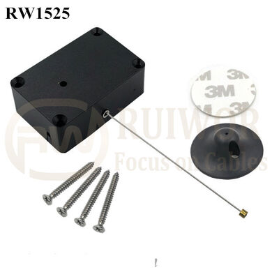 RW1525 Cuboid Multifunctional Retractable Cable With Dia 38mm Circular Adhesive Plastic Plate Connector