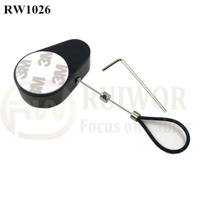RW1026 Drop-Shaped Retractable Security Tether Plus Adjustable Stainless Steel Wire Loop Coated Silicone Hose
