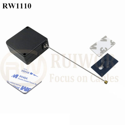 RuiWor RW1110 Mini Square Anti Theft Retractable Tether With 25X15MM Rectangular Adhesive ABS Plate For Open Sale Security