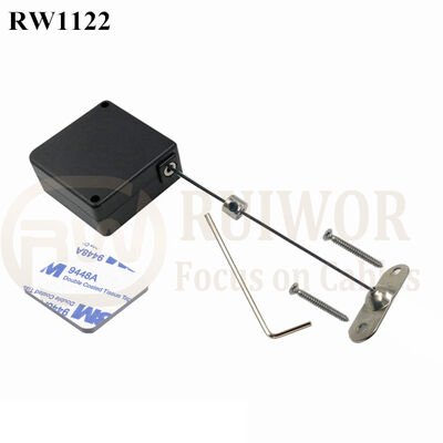 RW1122 Square Retail Security Tether Plus 10x31MM Two Screw Perforated Oval Metal Plate Connector Installed By Screw