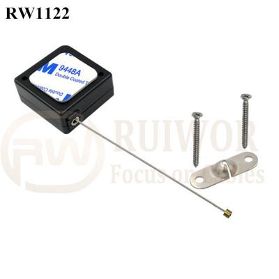 RW1122 Square Retail Security Tether Plus 10x31MM Two Screw Perforated Oval Metal Plate Connector Installed By Screw