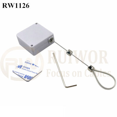 RW1126 Square Retail Security Tether Plus Adjustable Stainless Steel Wire Loop Clad Silicone Hose For Product Positioning