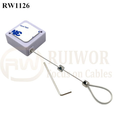 RW1126 Square Retail Security Tether Plus Adjustable Stainless Steel Wire Loop Clad Silicone Hose For Product Positioning