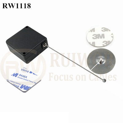 RuiWor RW1118 Square Anti Theft Cable Retractor Plus Dia 38mm Circular Sticky Metal Plate Used In Security Solutions