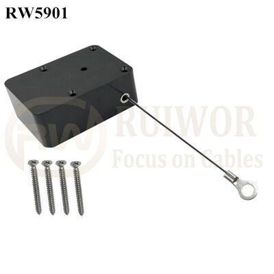 RW5901 Cuboid Heavy Duty Retractable Tether Ratchet Function Optional With Ring Terminal Inner Hole 3mm 4mm 5mm For Option